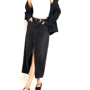 Black denim maxi skirt